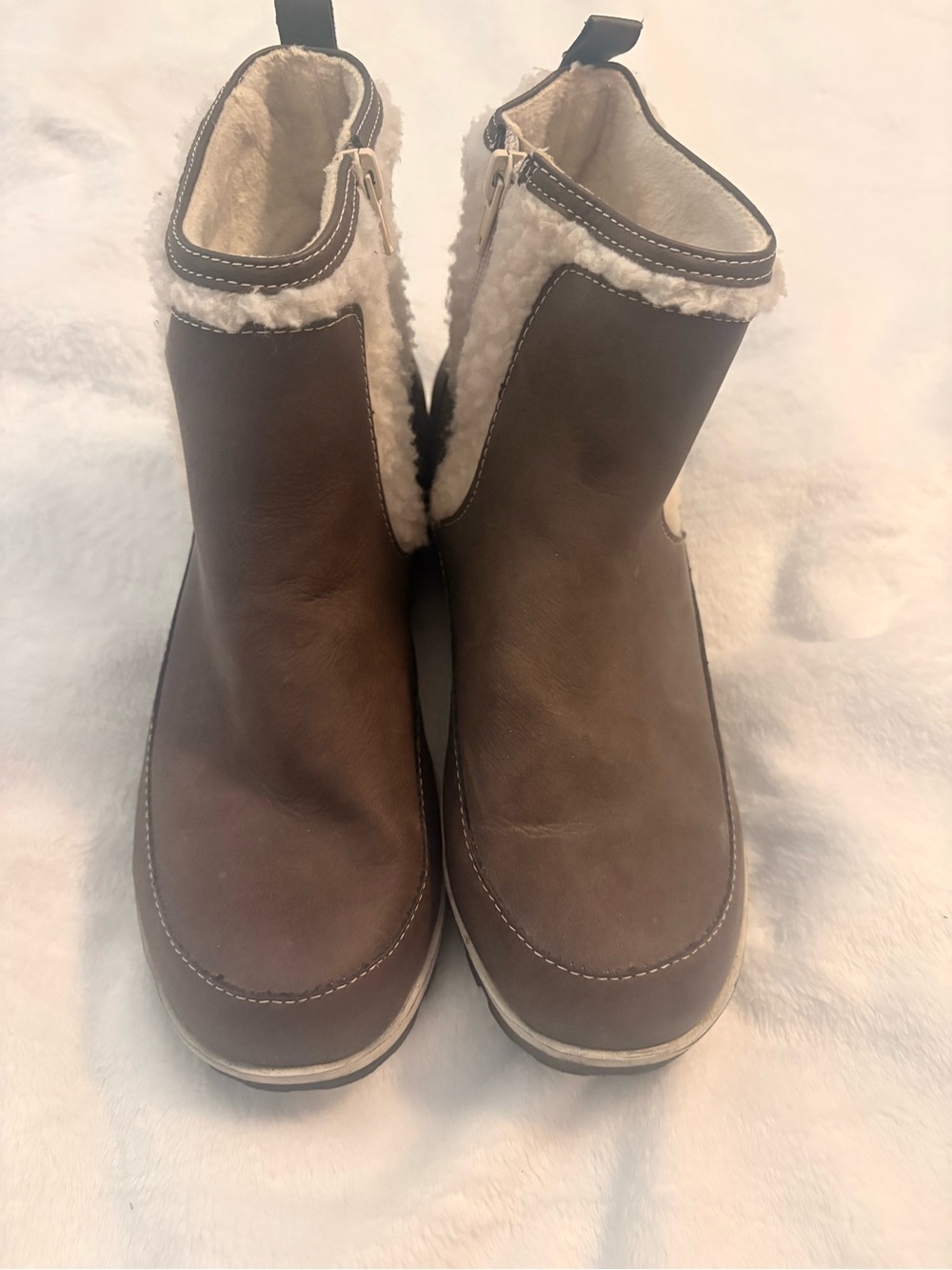 JBU Brown Faux-Shearling Lined Ankle Booties